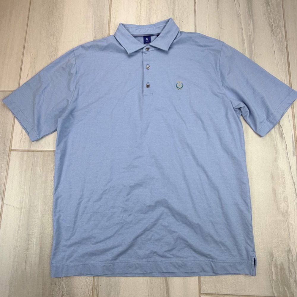FootJoy 1857 Mens XL Blue Supima Cotton Stretch Golf Polo Shirt PCG Crest
